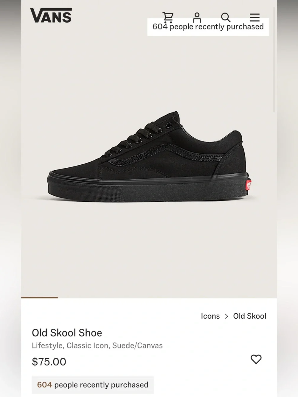 Vans Black Low-Top Canvas Sneakers